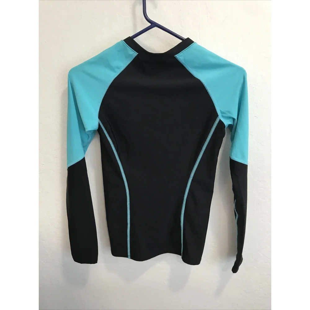 Skins Cycling Long Sleeve Black Blue Cycling Shirt Size Youth M